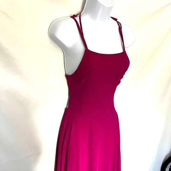 Lulus Strappy to be Here Maxi Dress Sz Small Fuchsia Corsette Apron Neck Prom - Picture 3 of 16